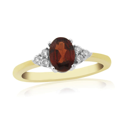 Yellow Gold Garnet And Diamond Ring