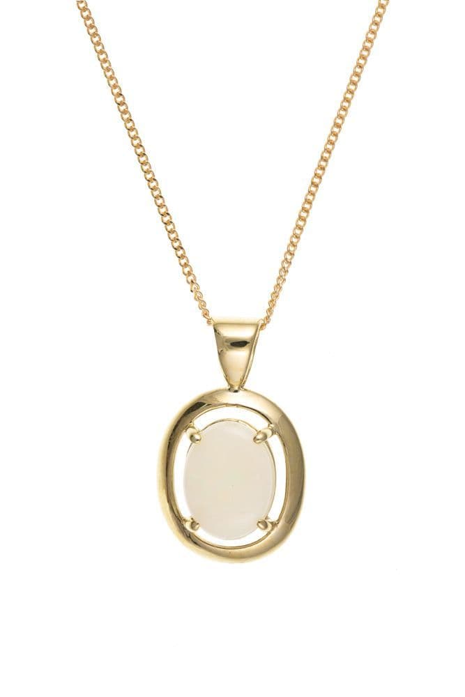 Yellow Gold Oval Opal Necklace