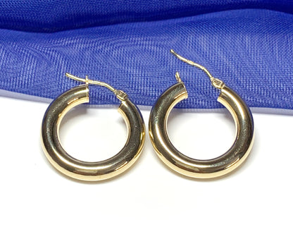 Yellow Plain Polished Thicker Round Hoop Earrings 22 mm