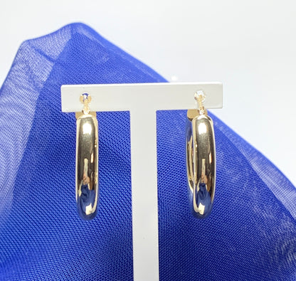 Yellow Plain Polished Thicker Round Hoop Earrings 22 mm