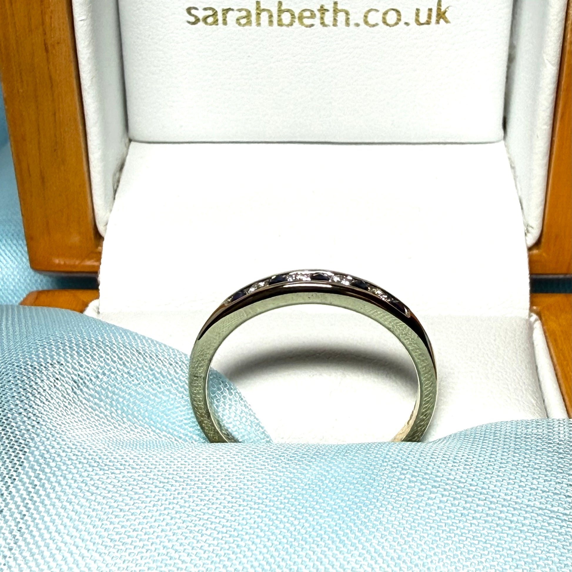 Yellow Gold Blue Sapphire And Diamond Eternity Ring Channel Set