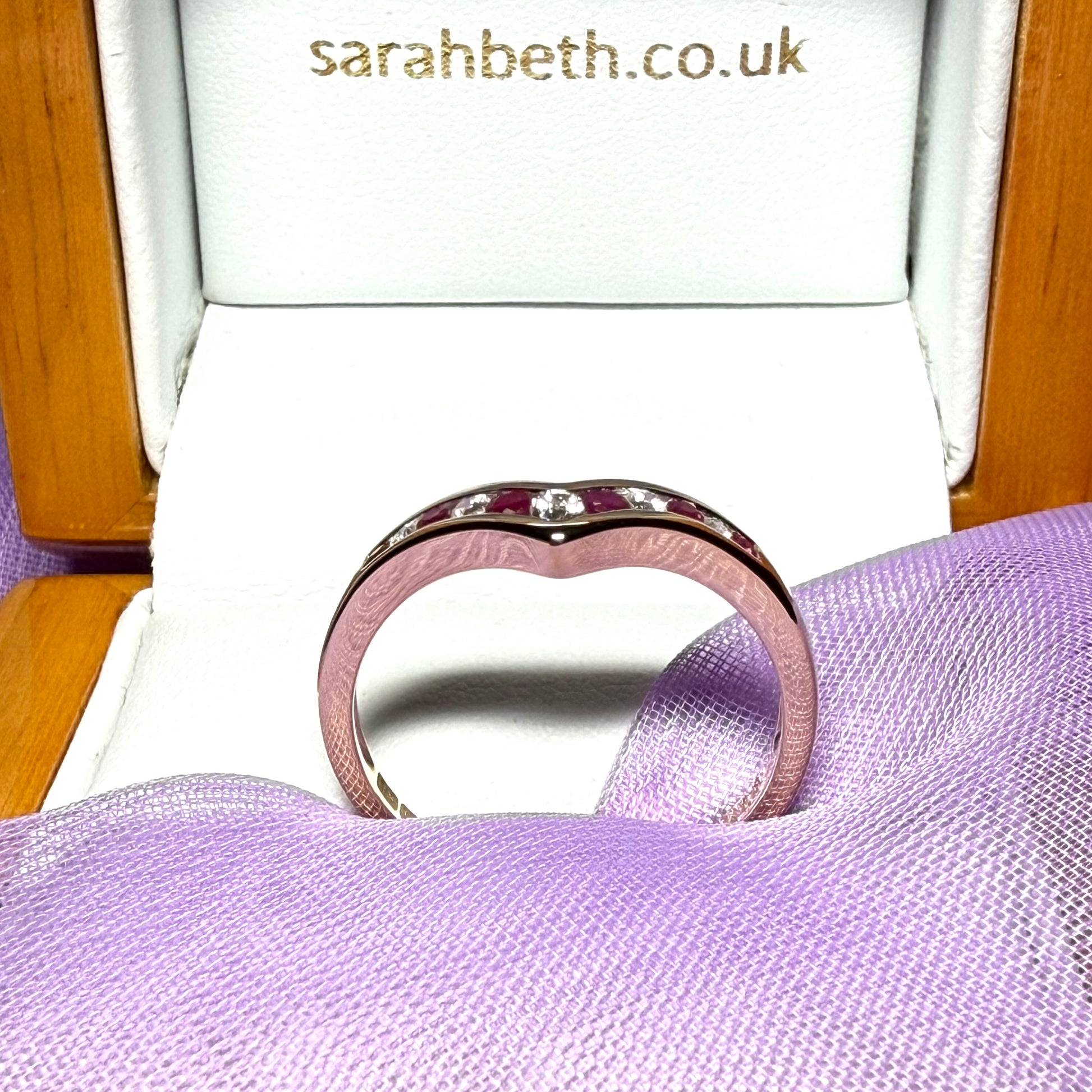 Yellow Gold Real Ruby And Diamond Wishbone Dress Ring