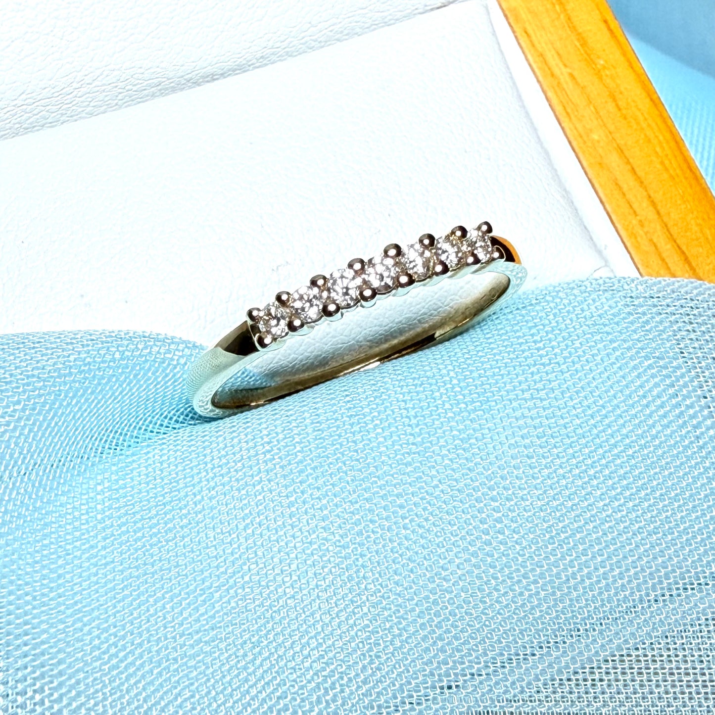 Yellow gold diamond eternity ring claw setting 19 points