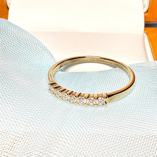 Yellow gold diamond eternity ring claw setting 19 points