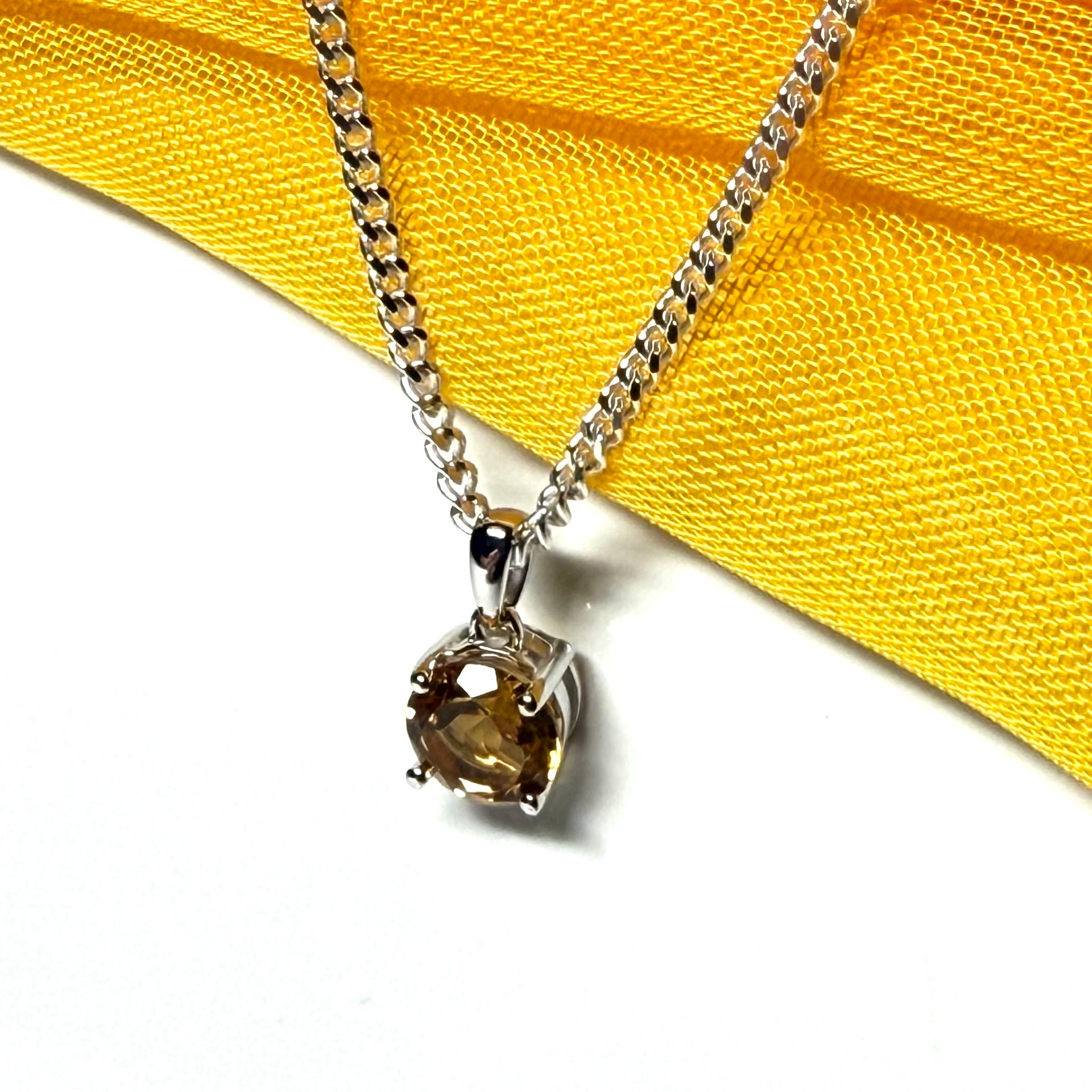 Yellow real round citrine necklace sterling silver pendant, simply gorgeous