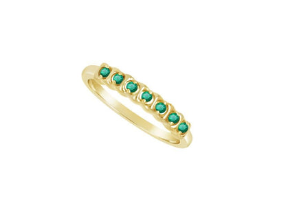 Green Emerald Eternity Ring Yellow Gold