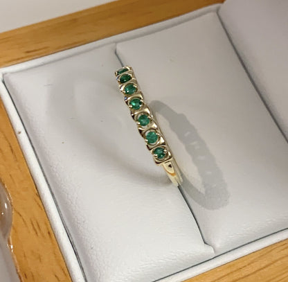 Green Emerald Eternity Ring Yellow Gold