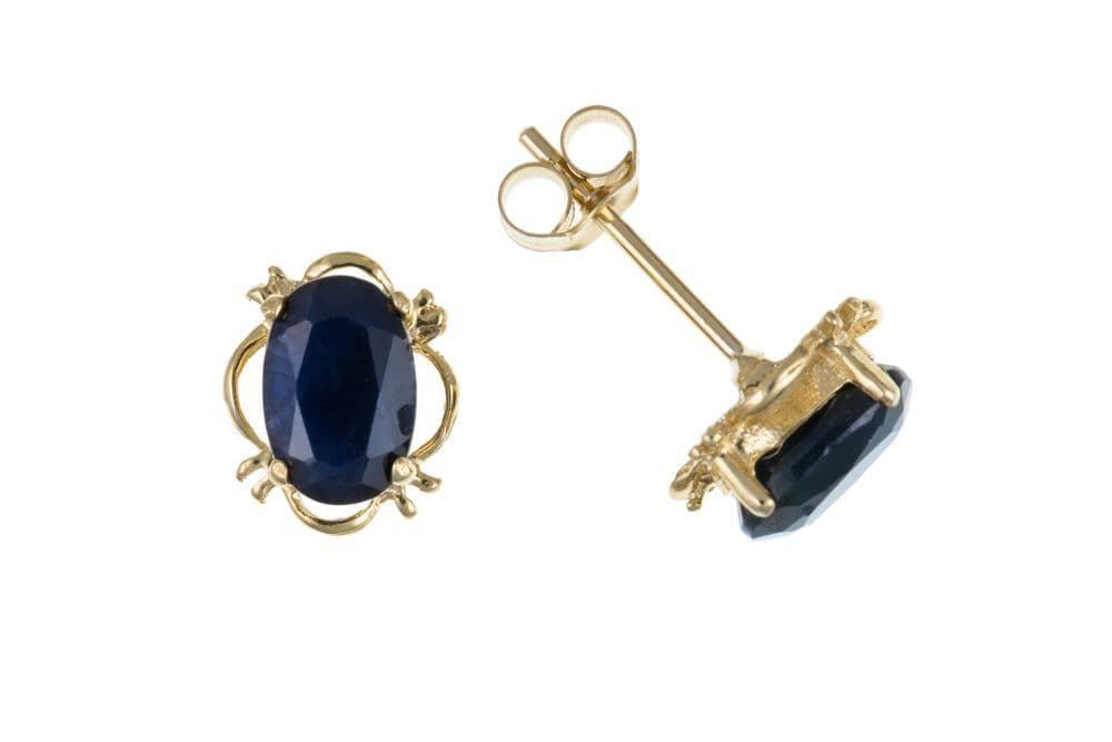 Yellow gold oval sapphire stud earrings