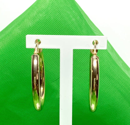 Yellow plain polished round hoop earrings 25 mm