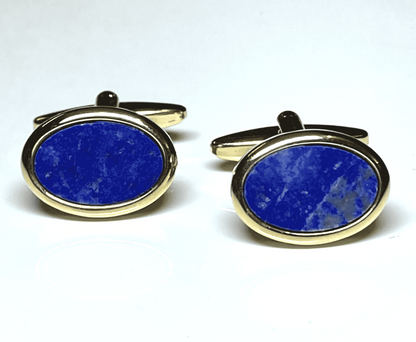 An Oval Blue Cufflinks Lapis Lazuli Gold Plated