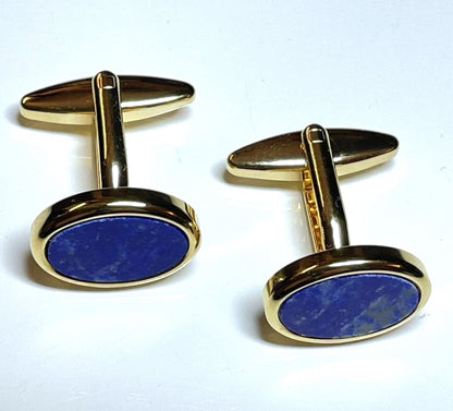 An Oval Blue Cufflinks Lapis Lazuli Gold Plated