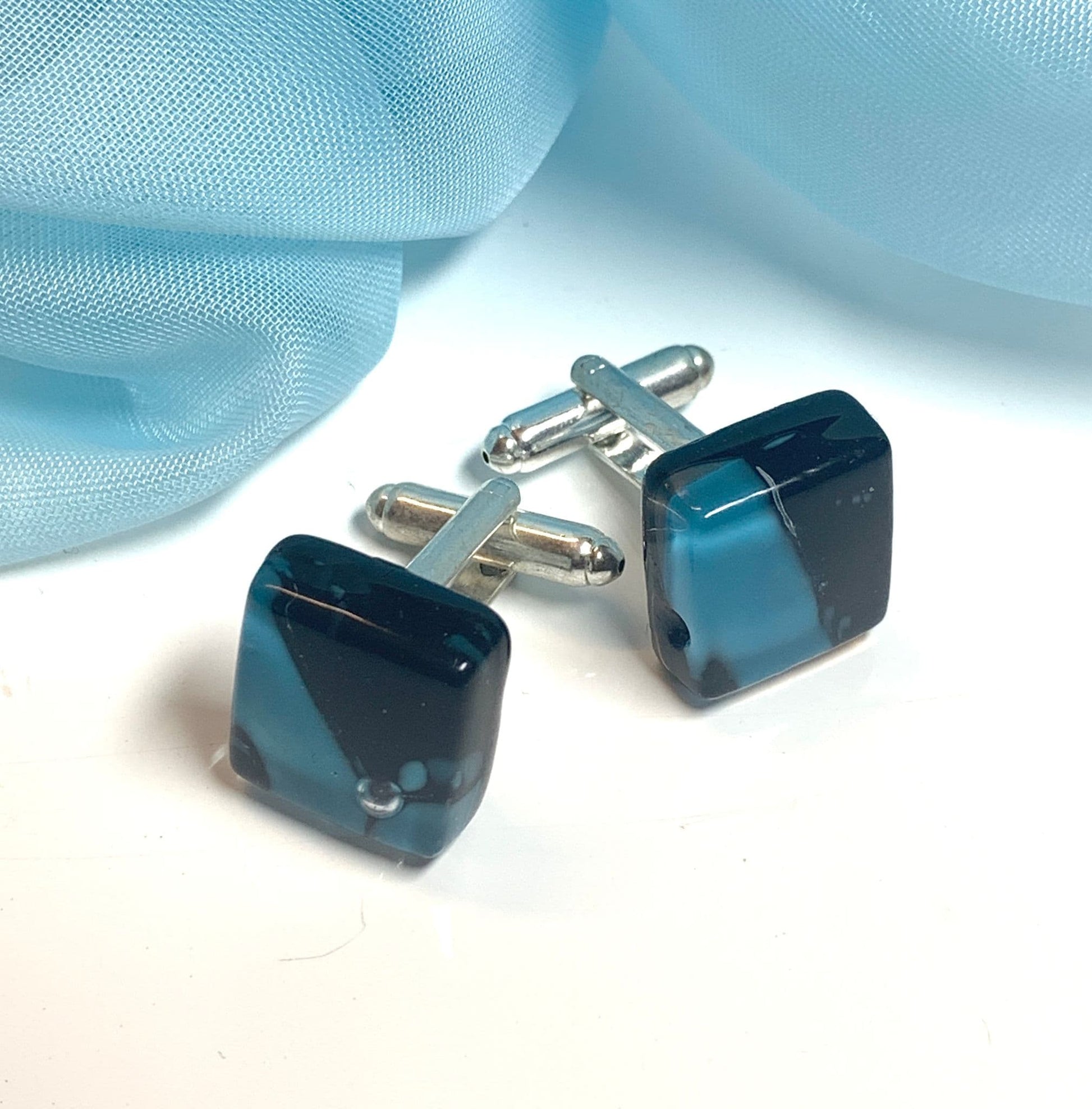 Blue Black  Murano Glass Cufflinks