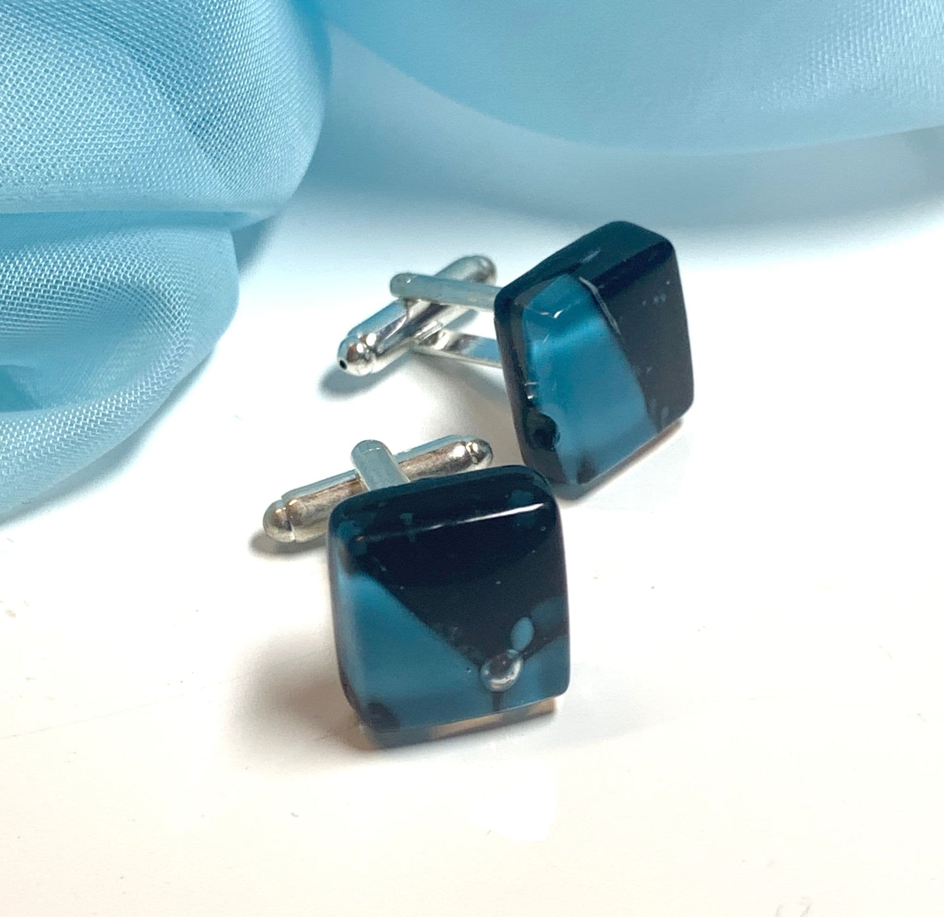 Blue Black  Murano Glass Cufflinks