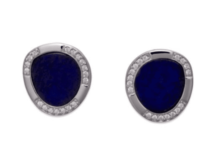 Blue lapis lazuli sterling silver stud earrings