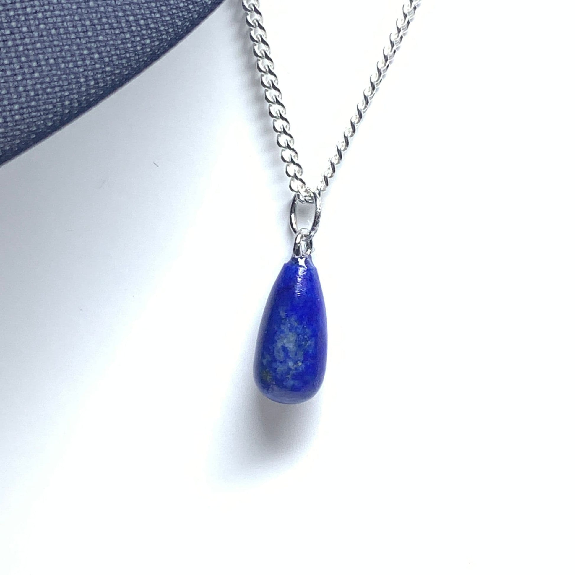 Blue lapis lazuli sterling sliver pear teardrop necklace