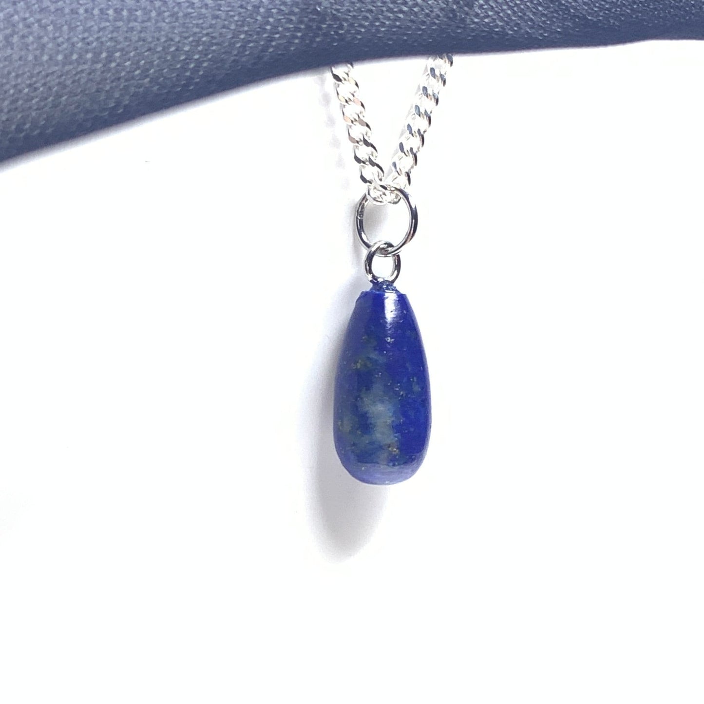 Blue lapis lazuli teardrop necklace sterling sliver pear shaped