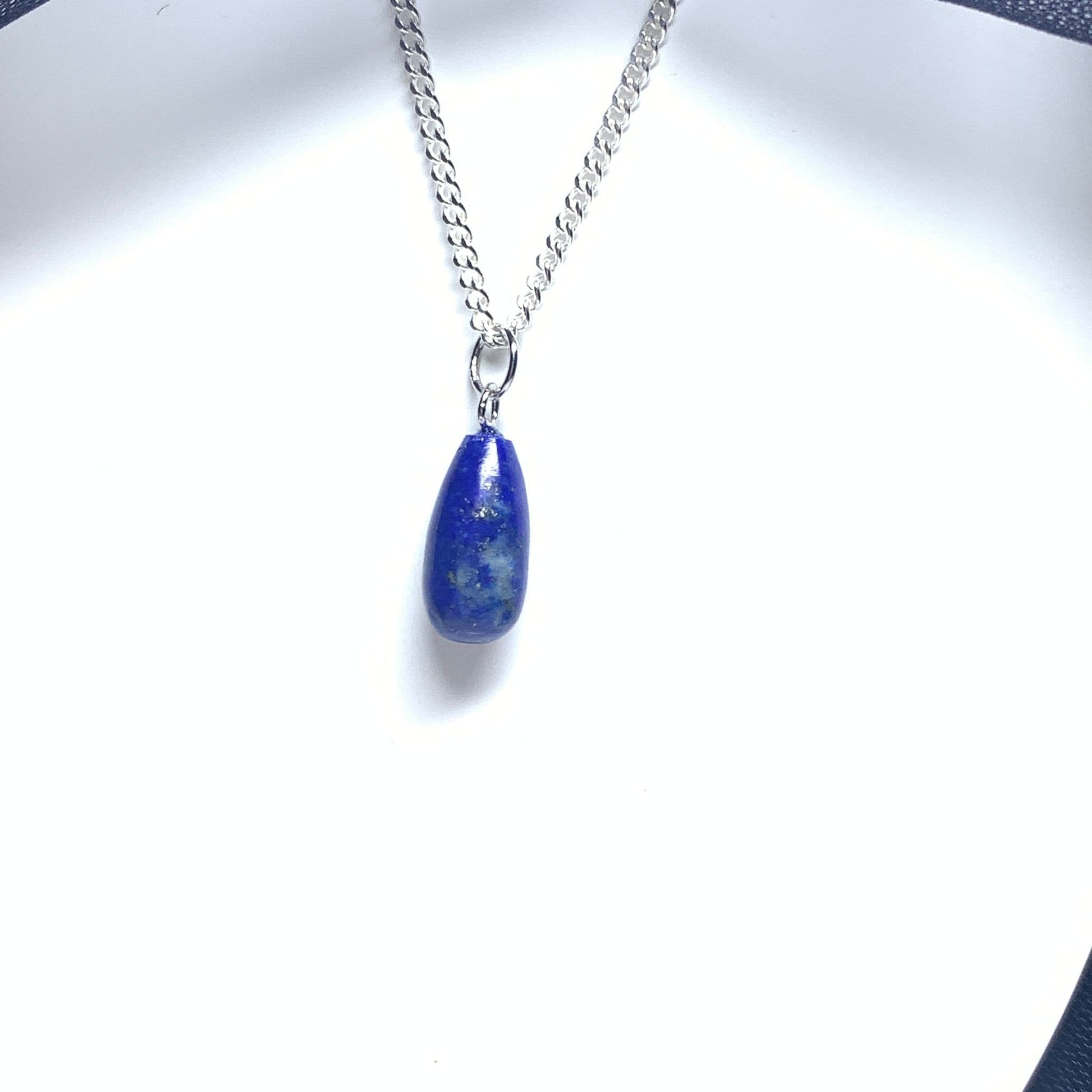 Blue lapis lazuli teardrop necklace sterling sliver pear shaped