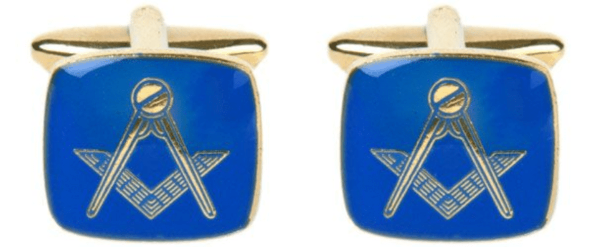 Blue Masonic enamel gold plated cufflinks