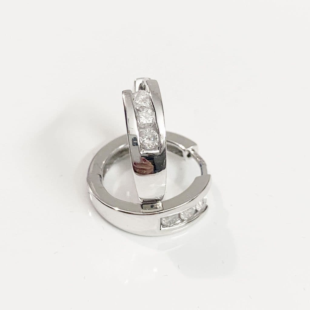 Channel set diamond hoop earrings shop