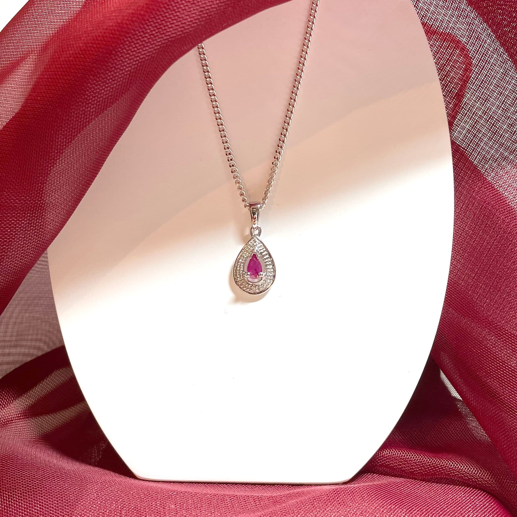 Amazon.com: Personalized Ruby Necklace, July Teardrop Birthstone Necklace,  Bridesmaid Necklace, Custom Initial Necklace, Birthday Gift for Her :  Handmade Products