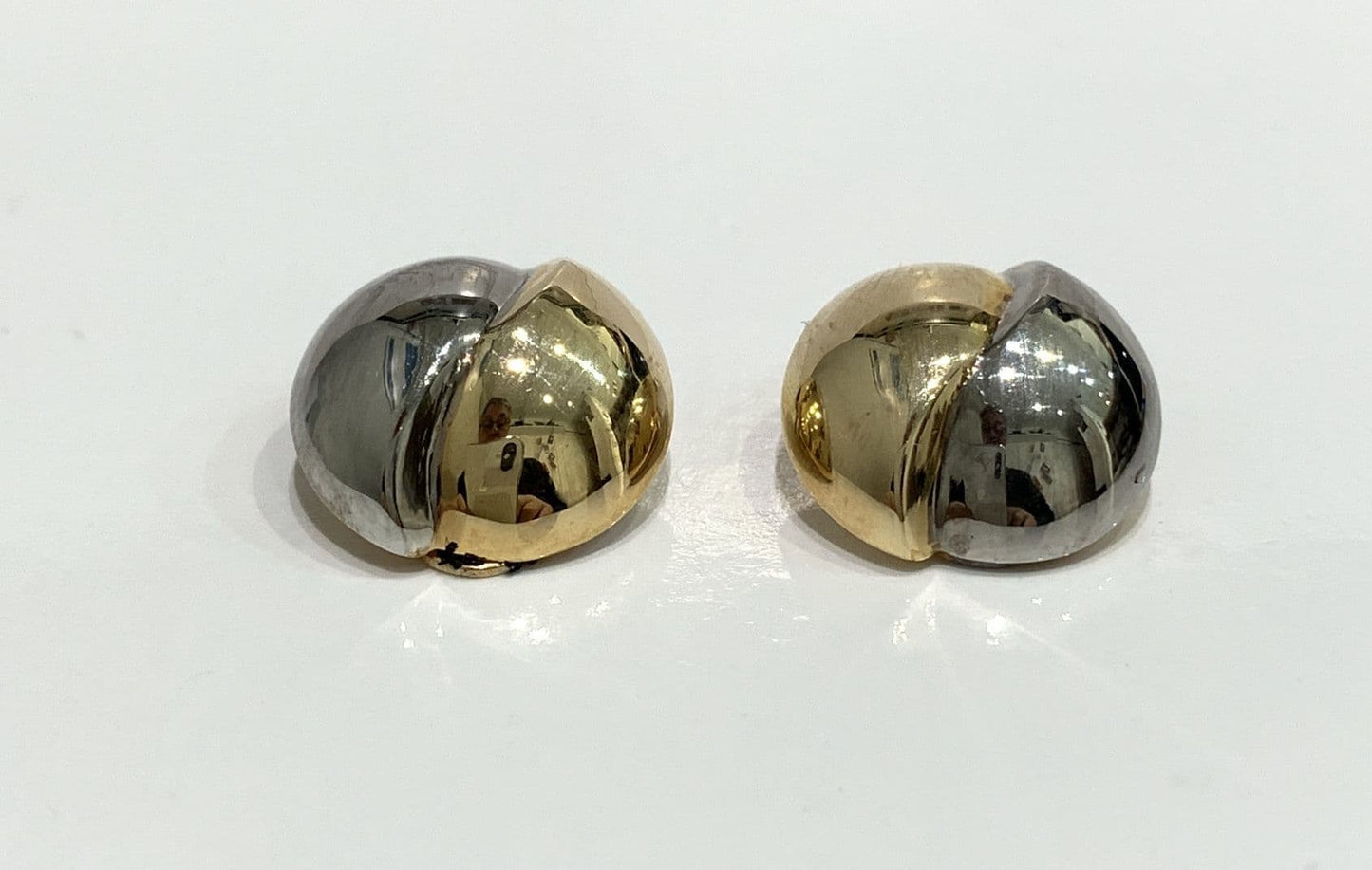 Clip on earrings with two tone yellow and white gold