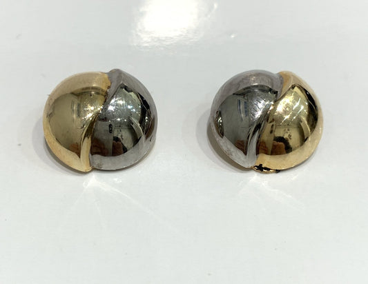 Clip on earrings with two tone yellow and white gold