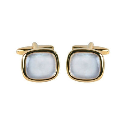 Cufflinks cushion white mother of pearl gold plated