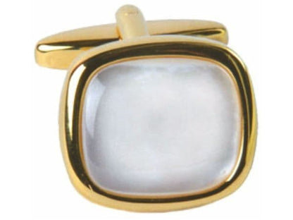 Cufflinks cushion white mother of pearl gold plated