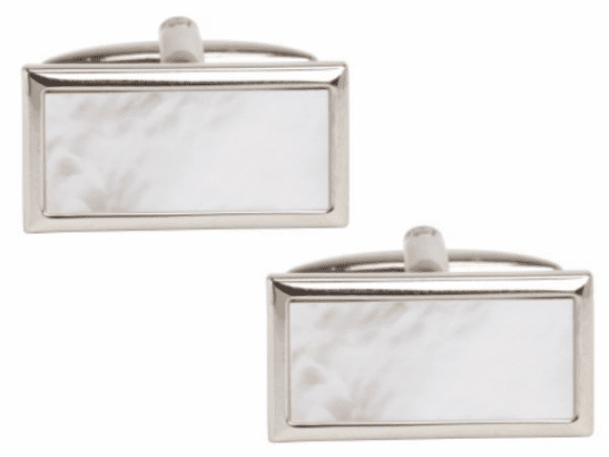 Cufflinks mother of pearl rectangle silver plated