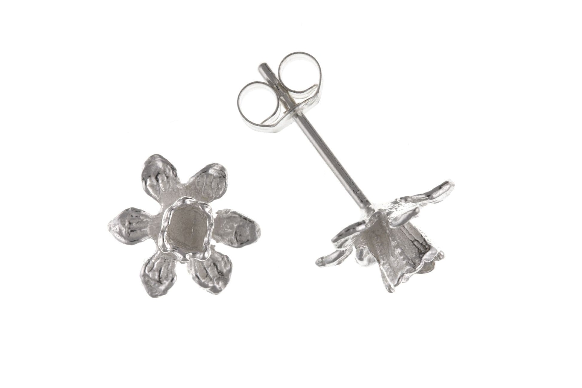 Daffodil sterling silver flower stud earrings