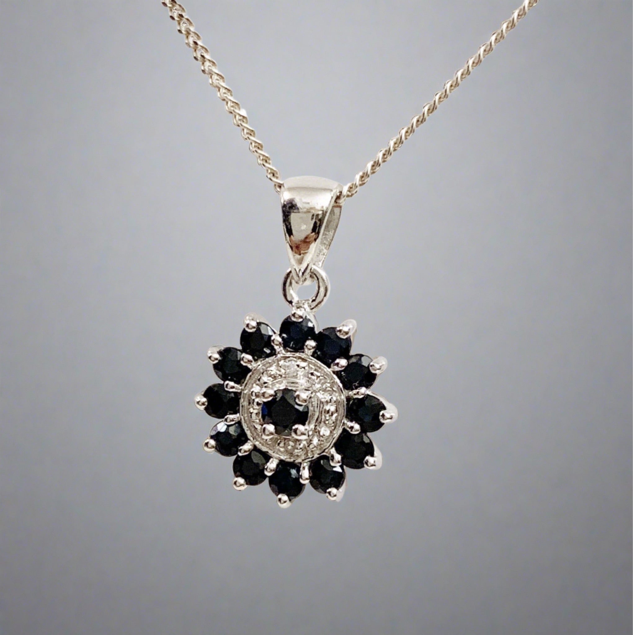 Sterling sales diamond necklace