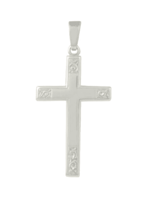 Diamond Cut Solid Sterling Silver Cross With Chain
