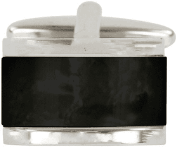 Domed rectangular cufflinks black onyx silver plated