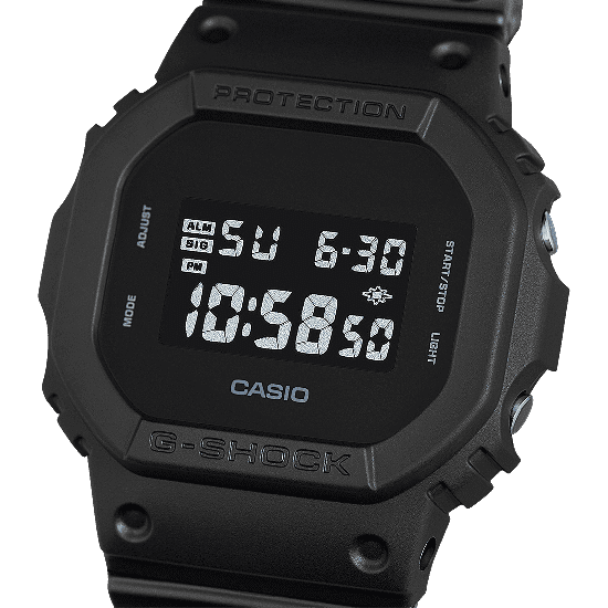 DW-5600BB-1ER Casio Watch G Shock Men's Black Rubber Strap Digital With Silver Coloured Numbers