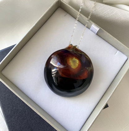 Elegant Black Round Murano Glass Necklace