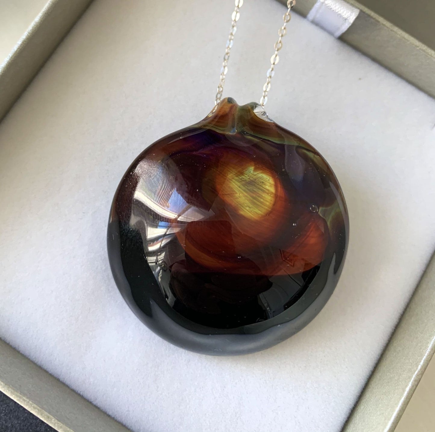 Elegant Black Round Murano Glass Necklace