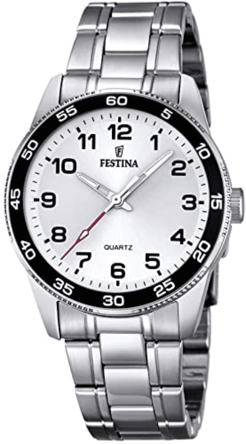 F16905/1 Festina ladies stainless steel bracelet watch with a red hand