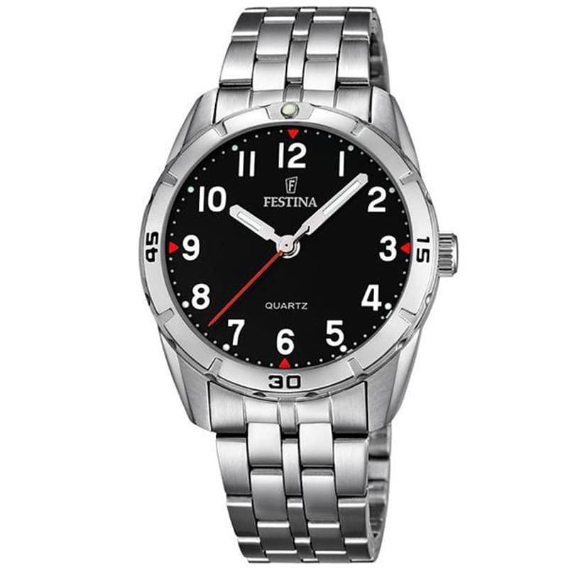 F16907/3 Festina ladies stainless steel black face bracelet watch with arabic dial
