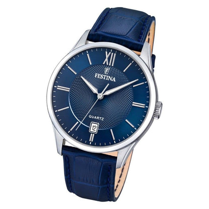 F20426/2 Festina Watch Mens Blue Round Leather Strap Watch