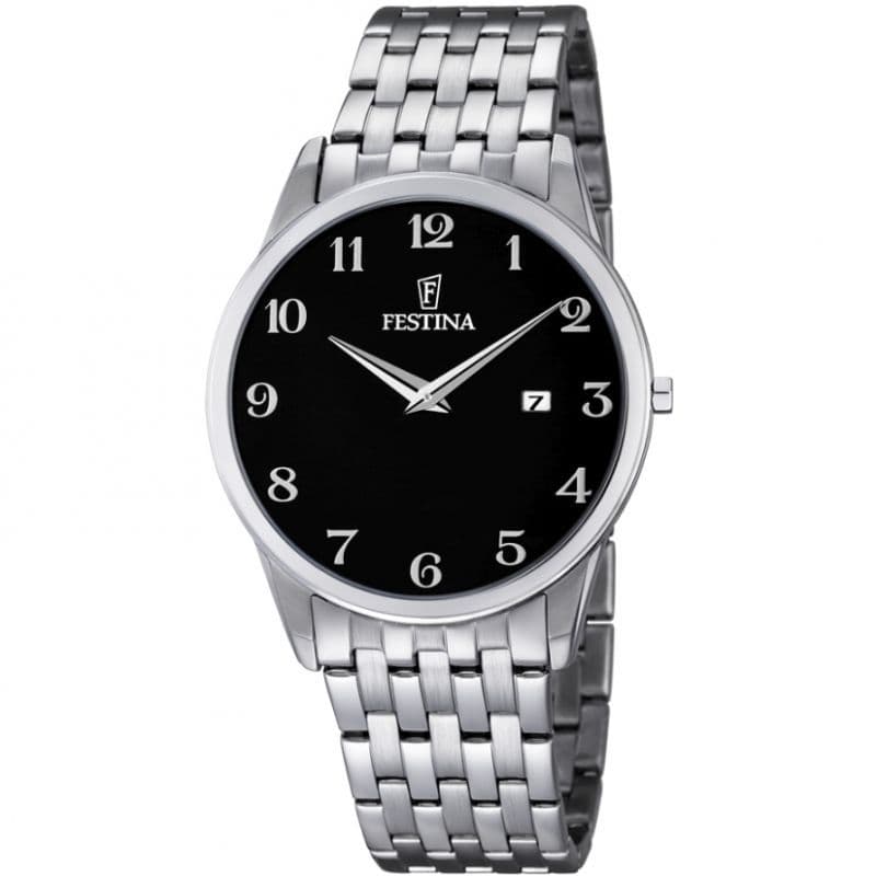 F6833/4 Festina Mens Arabic Stainless Steel Black Round Bracelet Watch