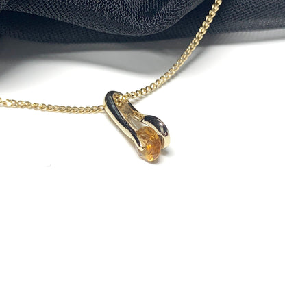 Fancy yellow citrine round yellow gold necklace