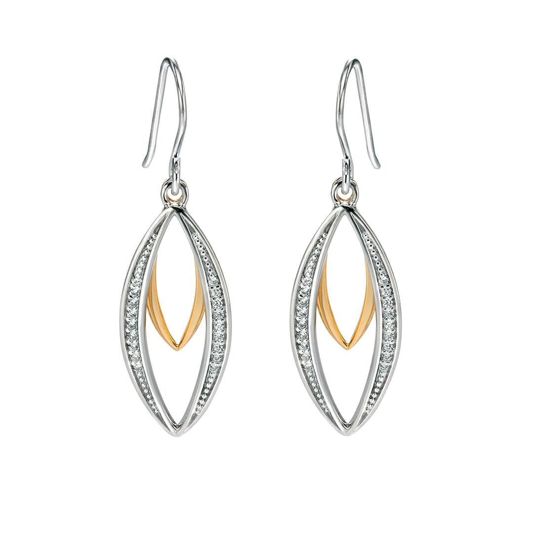 Fiorelli two tone sterling silver ling marquise drop earrings