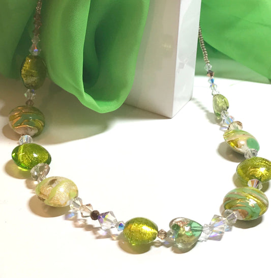Fresh Green Italian Murano Glass Beaded Necklace