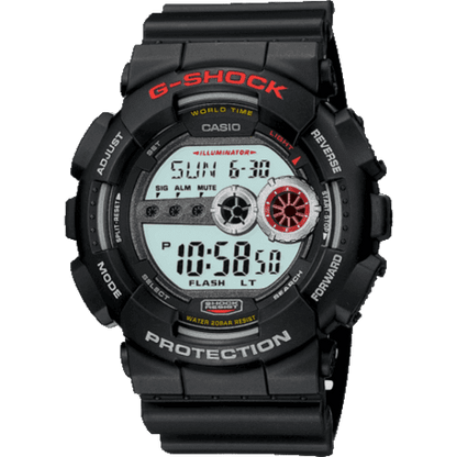 GD-100-1AER casio g shock black round digital rubber strap watch