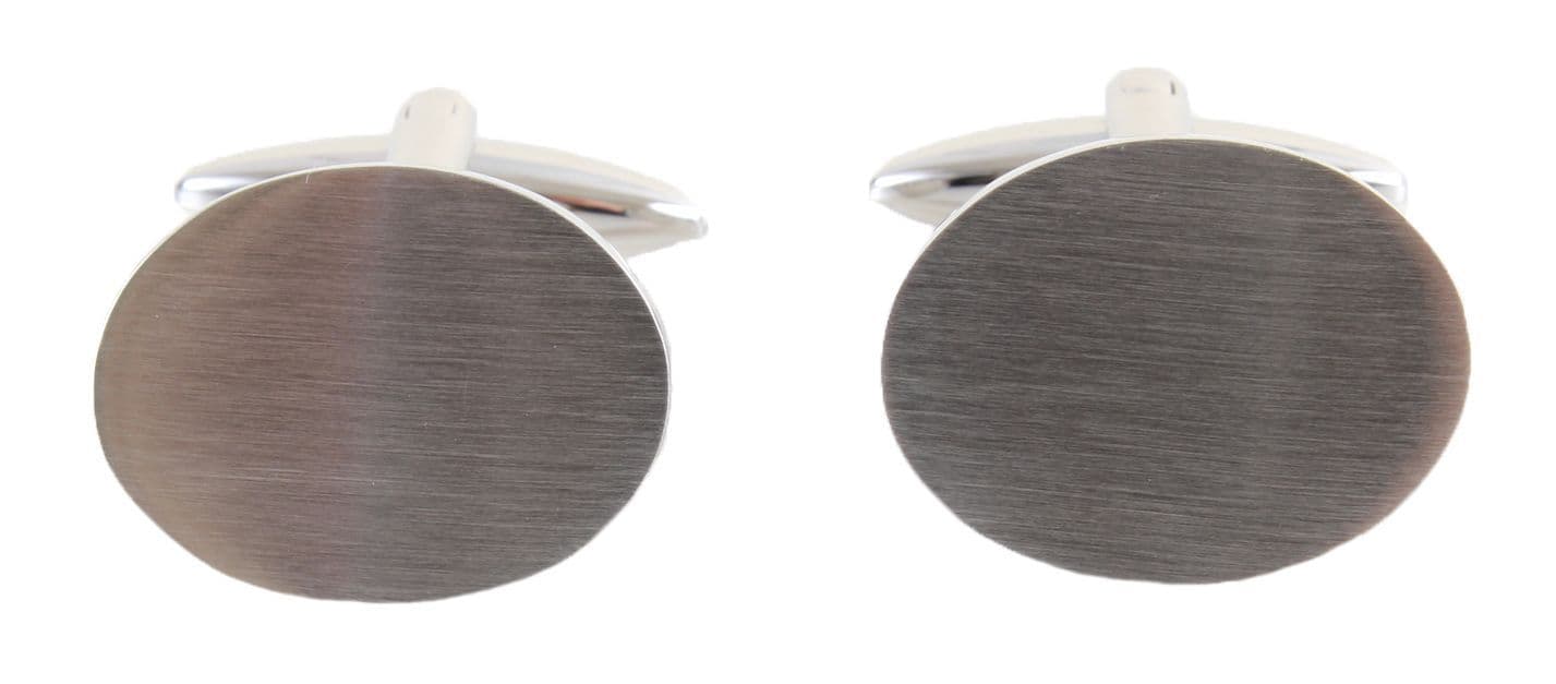 Gift box included stainless steel brushed finish oval shaped cufflinks