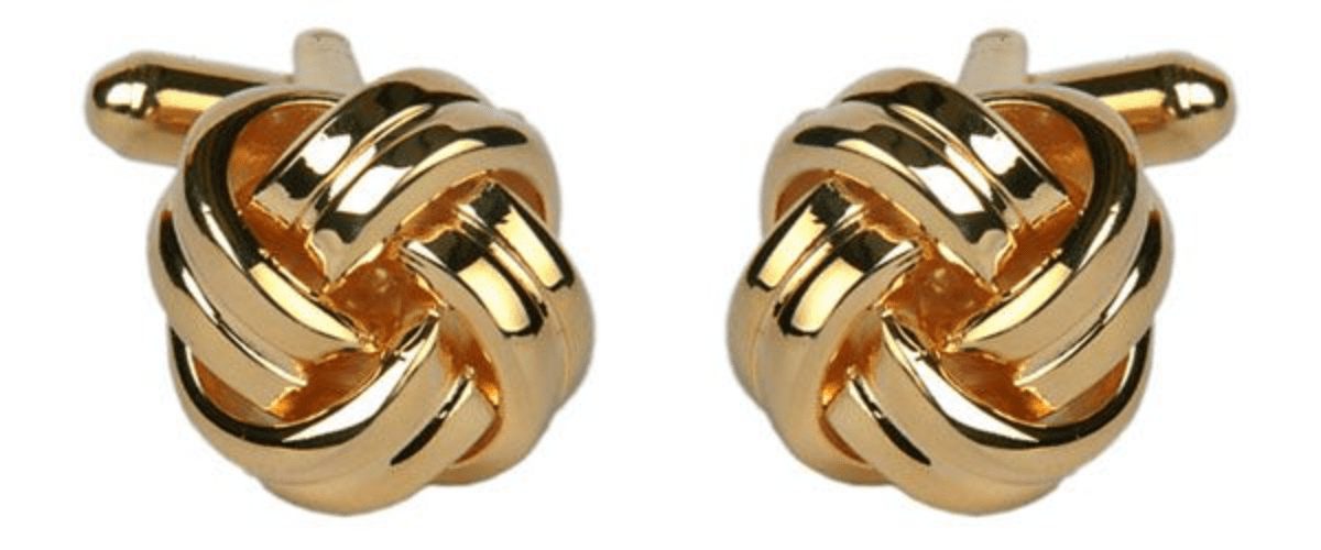 Gold plated round fancy knot shaped cufflinks