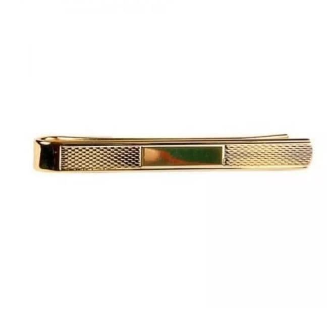 Gold plated tie bar clip yellow gold plated part patterned