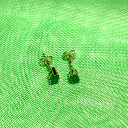 Green Emerald Teardrop Yellow Gold Earrings