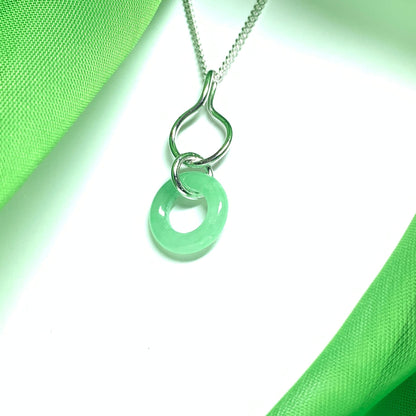 Green Jade Silver Round Necklace