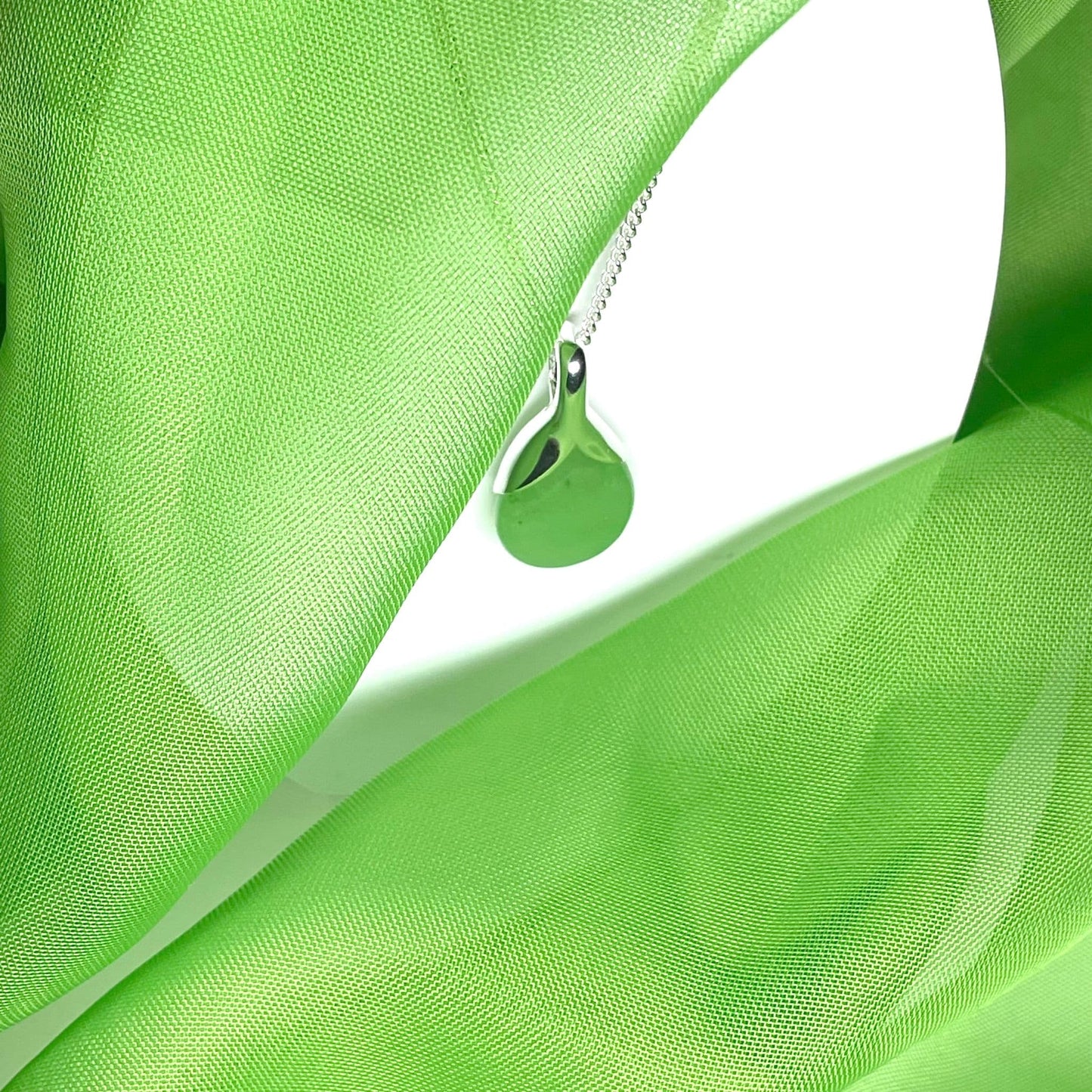 Real green jade tear drop sterling silver pear shaped pendant